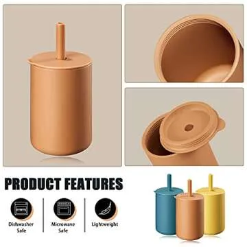 Geiserailie Mini Silicone Toddler Cups with Straw 3-Pack