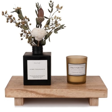 Charming Small Wood Tray Pedestal Stand for Kitchen and Bathroom Decor
