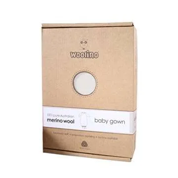 Woolino Infant Nightgown - 100% Superfine Merino Wool Baby Gowns - Newborn Sleeper Gown for Boy & Girl - 0-6 Months - Beige