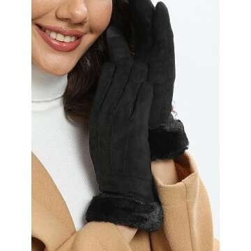 Visivin Winter Gloves for Women Touch Screen Gloves Warm Fleece Lined Gloves Black L