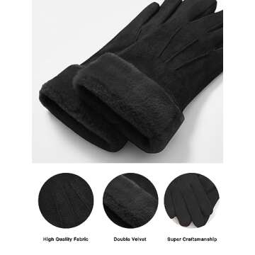 Visivin Winter Gloves for Women Touch Screen Gloves Warm Fleece Lined Gloves Black L
