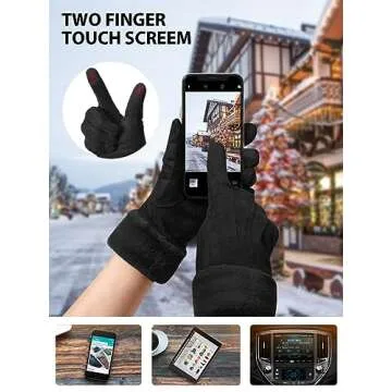 Visivin Winter Gloves for Women Touch Screen Gloves Warm Fleece Lined Gloves Black L
