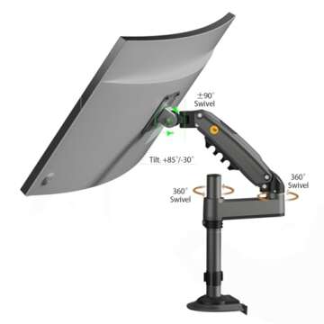 NB North Bayou Full Motion Monitor Desk Mount for Comfort
