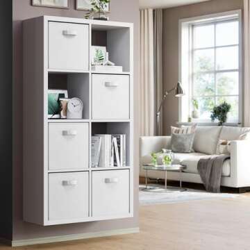 Fabric Storage Cubes for Cube Organizer - 8 Pack Heavy Duty White Storage Bins - 13 Inch Cube Storage Bin, Use As A Clothes Storage Box In Closet, Baskets For Shelves or Cubbies Storage bins