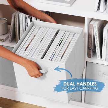 Fabric Storage Cubes for Cube Organizer - 8 Pack Heavy Duty White Storage Bins - 13 Inch Cube Storage Bin, Use As A Clothes Storage Box In Closet, Baskets For Shelves or Cubbies Storage bins