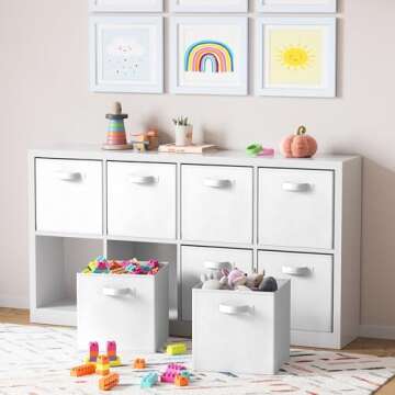 Fabric Storage Cubes for Cube Organizer - 8 Pack Heavy Duty White Storage Bins - 13 Inch Cube Storage Bin, Use As A Clothes Storage Box In Closet, Baskets For Shelves or Cubbies Storage bins