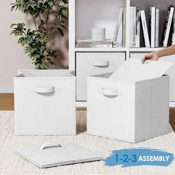 Fabric Storage Cubes for Cube Organizer - 8 Pack Heavy Duty White Storage Bins - 13 Inch Cube Storage Bin, Use As A Clothes Storage Box In Closet, Baskets For Shelves or Cubbies Storage bins