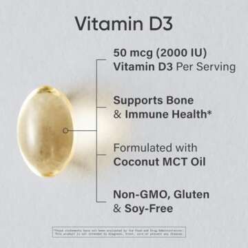Sports Research Vitamin D3 2000 IU with Coconut MCT Oil - High Potency Vitamin D Supplement for Immu...