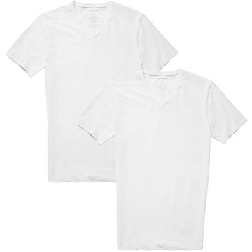 Tommy John Men's Cotton Basics High V Neck Shirt - 2 Pack - Soft Slim Fit Stay Tuck Design
