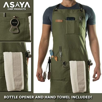 Durable Asaya Chef Apron with Pockets and Bottle Opener