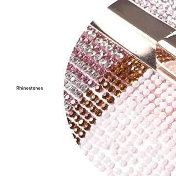 TANOSII Women Stack of Cash Evening Bag Crystal Rhinestone Clutch Money Shoulder Bag Dollar Bill Purse Cylindrical Shape Pink