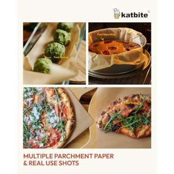 Katbite 15in x 242ft Unbleached Parchment Paper Roll, 300 Sq.Ft, Non-Stick with Serrated Cutter for Baking, Cooking, Air Fryer