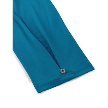 VALOLIA Women Tops and Blouses, Ladies Shirts 3/4 Sleeve Blouse Elegant V Neck Pleated Blouses Office High Low Hem Tunic Blouse Plus Size Flowy Tops for Women Dark Cyan XX-Large