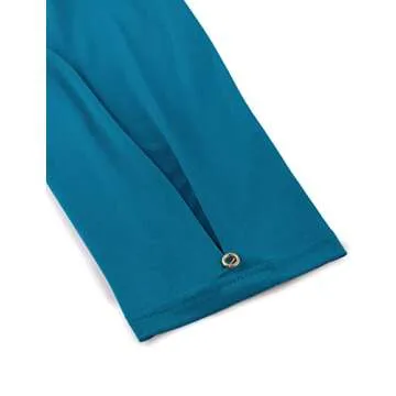 VALOLIA Women Tops and Blouses, Ladies Shirts 3/4 Sleeve Blouse Elegant V Neck Pleated Blouses Office High Low Hem Tunic Blouse Plus Size Flowy Tops for Women Dark Cyan XX-Large