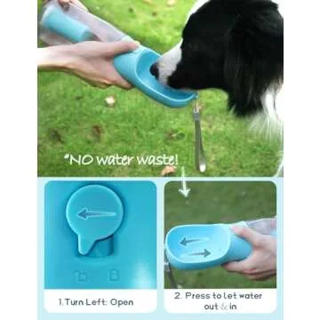 Portable Dog Water Bottle with 3-in-1 Features