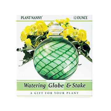 Plant Nanny 12oz Green Spiral Fluted Watering Globe & Stake Set