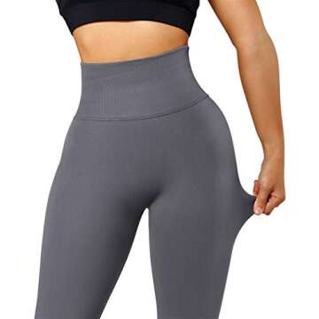 SUUKSESS Scrunch Butt Lifting Seamless Leggings for Women Booty High Waisted Workout Yoga Pants (Grey, M)