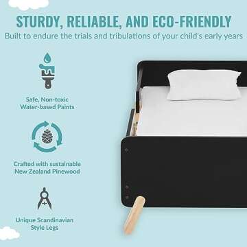 JPMA & Greenguard Gold Certified Dream On Me Osko Convertible Toddler Bed Made with Sustainable New Zealand Pinewood