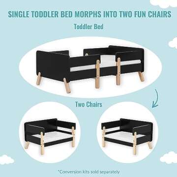 JPMA & Greenguard Gold Certified Dream On Me Osko Convertible Toddler Bed Made with Sustainable New Zealand Pinewood