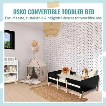 JPMA & Greenguard Gold Certified Dream On Me Osko Convertible Toddler Bed Made with Sustainable New Zealand Pinewood