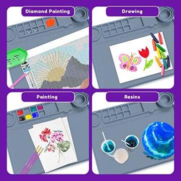 Silicone Craft Mat with Collapsible Cup for Artists and Crafters