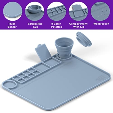 Silicone Craft Mat with Collapsible Cup for Artists and Crafters