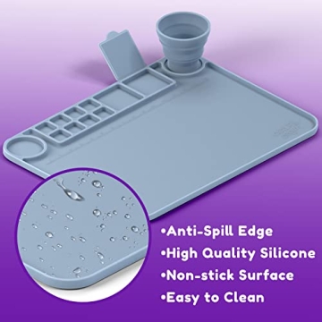 Silicone Craft Mat with Collapsible Cup for Artists and Crafters