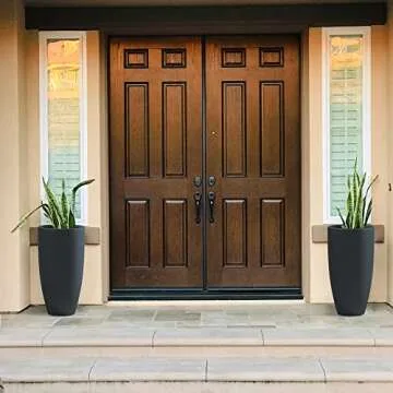 Kante 23.6" H Charcoal Concrete Tall Planters (Set of 2), Large Outdoor Indoor Decorative Plant Pots...