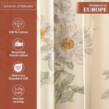 Maison d' Hermine 100% Cotton Curtain - 50"x84" Dove Grey Decorative Curtain - Aesthetic Curtains fo...