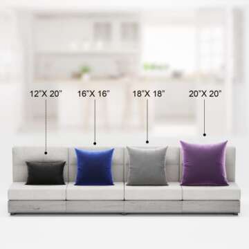 ONME Black Velvet Pillow Covers, Throw Pillow Covers 18x18 inch, Set of 2 Soft Decorative Pillow Cover for Couch Décor