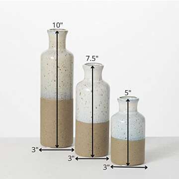 Sullivans White Tan Ceramic Vases for Farmhouse Decor