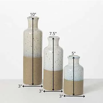 Sullivans White Tan Ceramic Vases for Farmhouse Decor