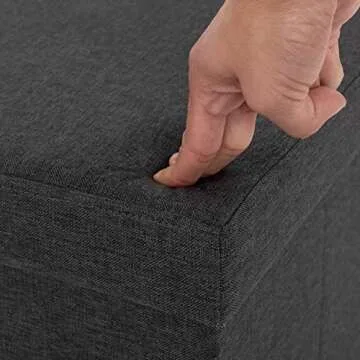 Seville Classics Cushioned Fabric Ottoman Hidden Storage Chest Footrest Chair, Padded Seat for Bedroom, Dorm, Loft, Living Room, Entryway, Hallway, Modern Gray, 15.7" Cube