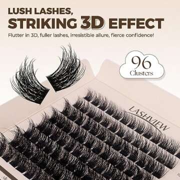 LASHVIEW Cluster Lashes Wispy Cluster Eyelash Extensions 3D DIY Lash Clusters 10-16mm Multilayered Eyelash Clusters, Reusable Fluffy Individual Lashes Cluster(ML 09)