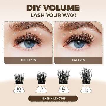 LASHVIEW Cluster Lashes Wispy Cluster Eyelash Extensions 3D DIY Lash Clusters 10-16mm Multilayered Eyelash Clusters, Reusable Fluffy Individual Lashes Cluster(ML 09)