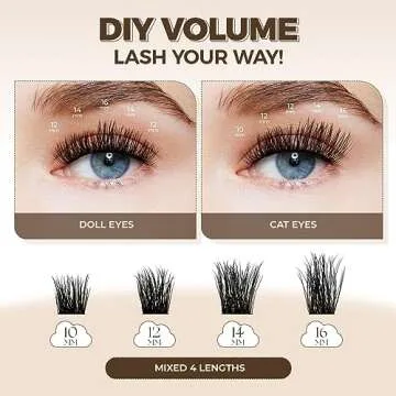 LASHVIEW Cluster Lashes Wispy Cluster Eyelash Extensions 3D DIY Lash Clusters 10-16mm Multilayered Eyelash Clusters, Reusable Fluffy Individual Lashes Cluster(ML 09)