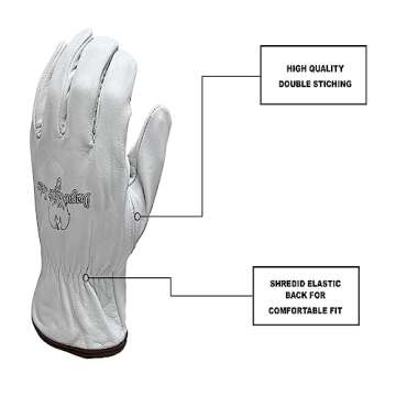 Strongarm Premium Goatskin Leather Welding & Work Gloves, for Welding, Construction, Industrial, Gar...