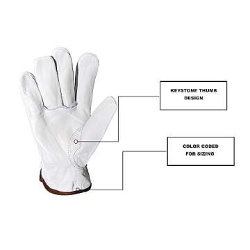Strongarm Premium Goatskin Leather Welding & Work Gloves, for Welding, Construction, Industrial, Gardening, Mechanix, Driver 3-PK