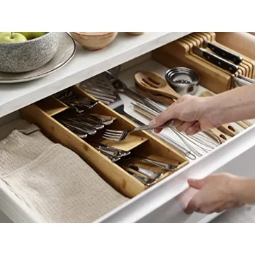 Compact Bamboo Utensil Organizer for Kitchen Drawers