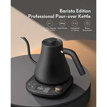 Gooseneck Kettle Temperature Control, Pour Over Electric Kettle for Coffee and Tea, 100% Stainless S...