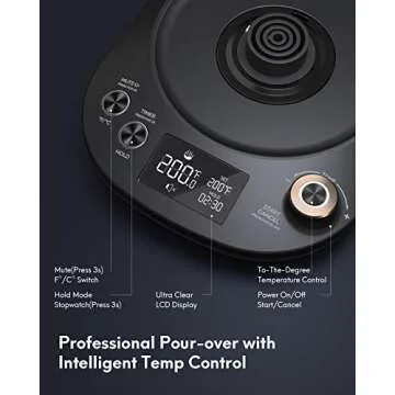 Gooseneck Kettle with Temperature Control and Stopwatch