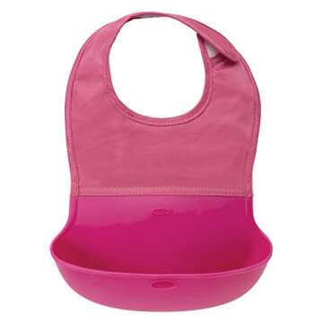 OXO Tot Roll-Up Bib Set - Gray/Pink for Mealtime Fun