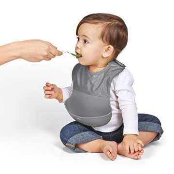 OXO Tot Roll-Up Bib Set - Gray/Pink for Mealtime Fun