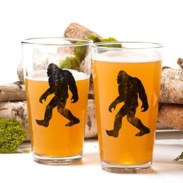 Black Lantern Pint Glasses – Rustic Bigfoot Pint Glass Set for Craft Beer Enthusiasts - Set of Two...