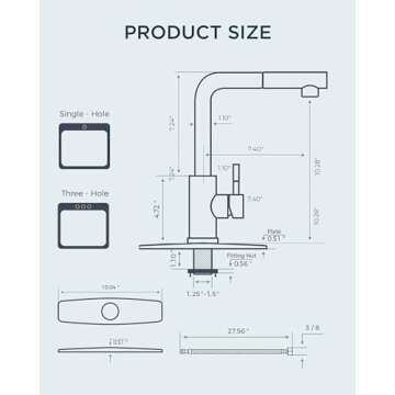 FORIOUS Gold Kitchen Faucets Pull Out Sprayer Stainless Steel, Single Handle Classic Sink Faucet with Deck Plate for 1 or 3 Holes, Suitable for Bar RV Farhouse Laundry