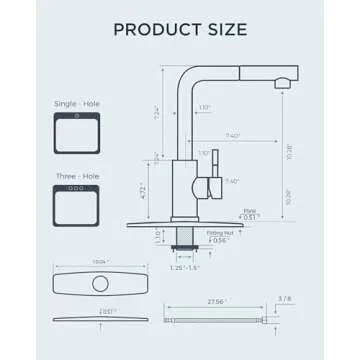 FORIOUS Gold Kitchen Faucets Pull Out Sprayer Stainless Steel, Single Handle Classic Sink Faucet with Deck Plate for 1 or 3 Holes, Suitable for Bar RV Farhouse Laundry