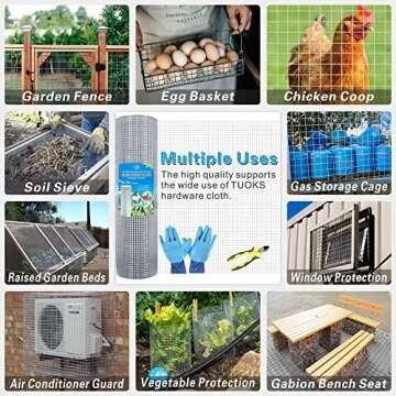 TUOKS Hardware Cloth 1/4 inch Square Openings - 23 Gauge 48'' x 50' Hot-Dip Galvanized Wire Mesh, Welded Cage Wire Rolls Great for Animal Enclosure Chicken Coop Flower Beds Rabbits Wire Fencing