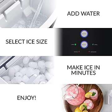 Igloo ICEB33BK Large-Capacity Automatic Portable Electric Countertop Ice Maker Machine, 33 Pounds in 24 Hours, 9 Ice Cubes Ready in 7 minutes, With Ice Scoop and Basket, Black
