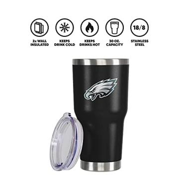 FOCO Philadelphia Eagles NFL Team Logo 30 oz Tumbler - Black