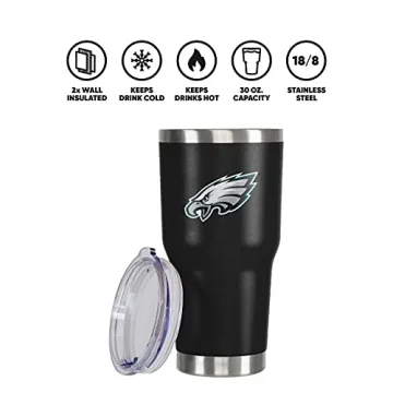 FOCO Philadelphia Eagles NFL Team Logo 30 oz Tumbler - Black